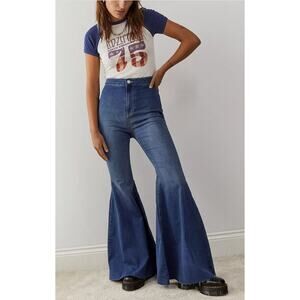 NWOT FREE PEOPLE Just Float On Light Blue Flare Jeans Size 27